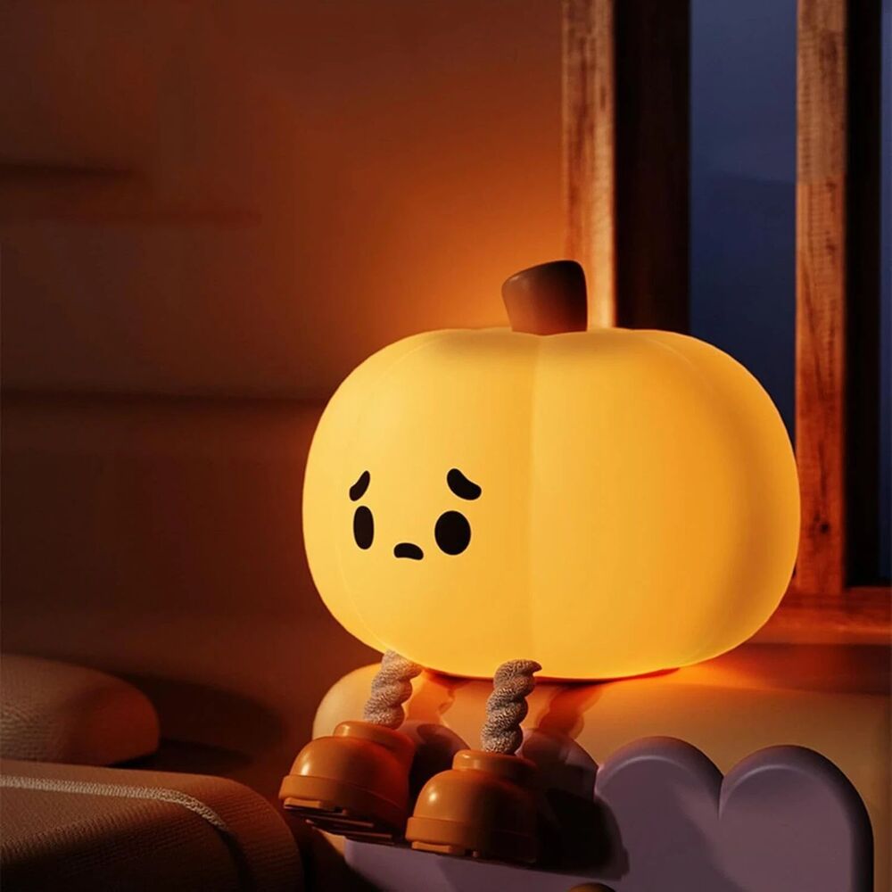 🎃 Cute Silicone Pumpkin Night Light – Rechargeable & Dimmable